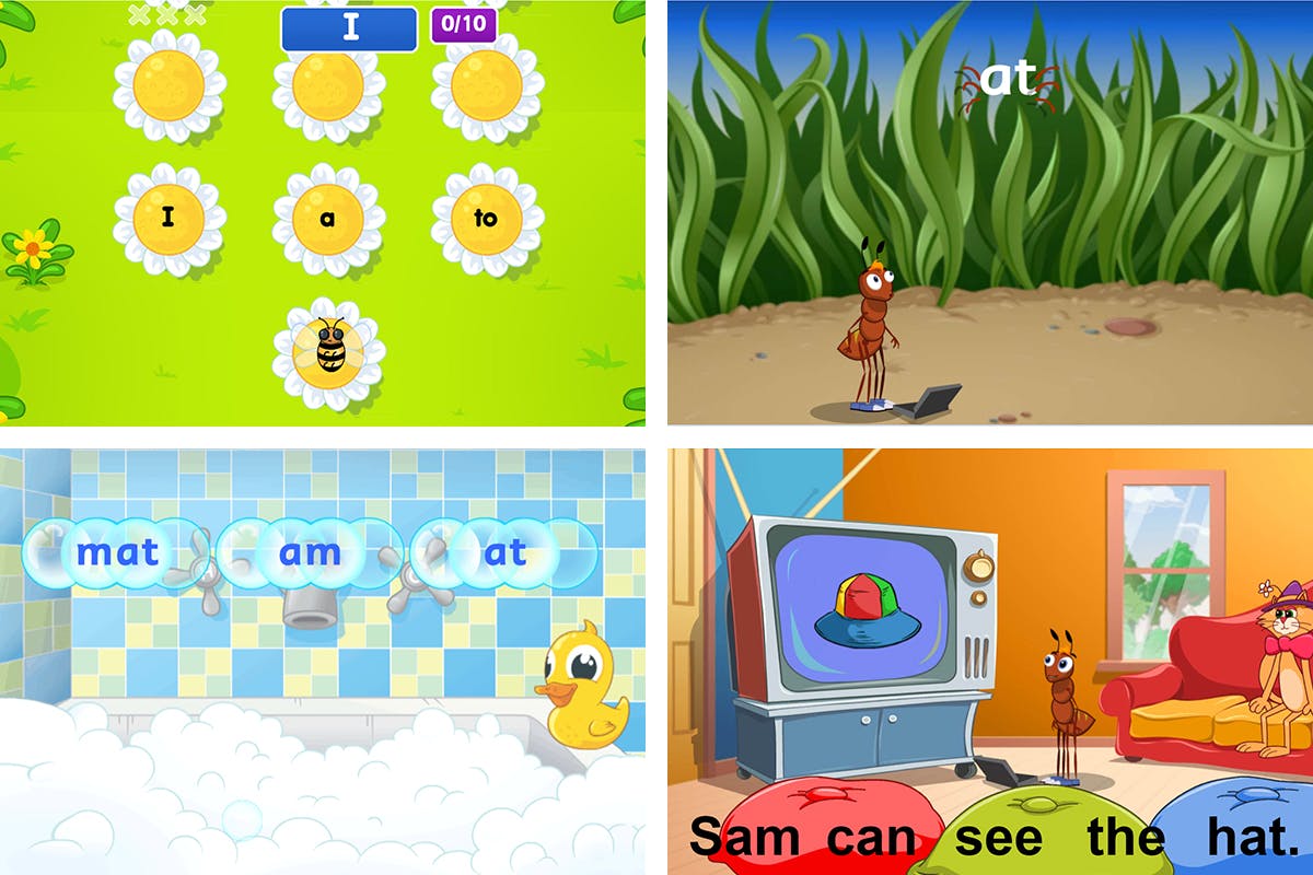 examples of the online sight word games and activities in Reading Eggs