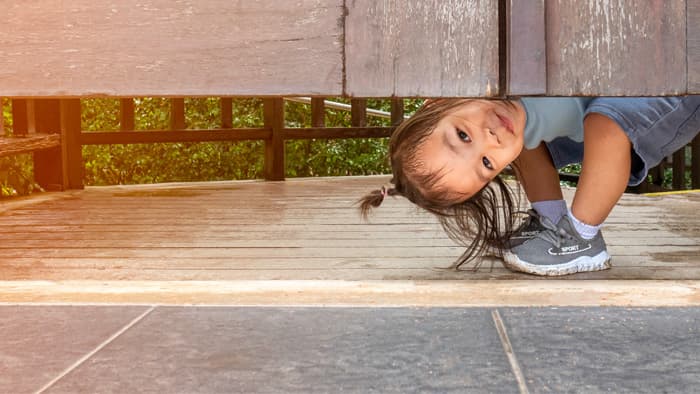 preschooler playing a learning game