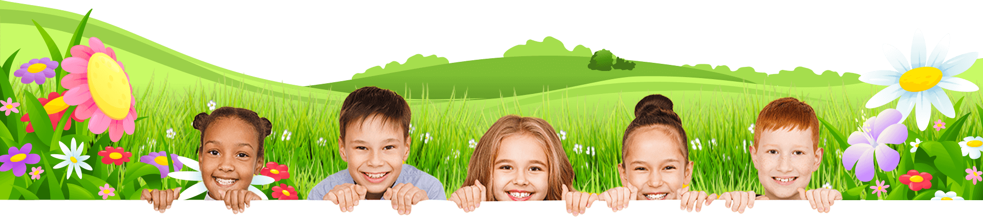 Kids over hill