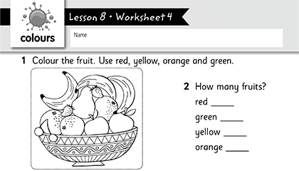 Preschool worksheet math colours