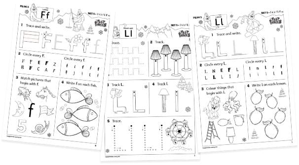 Phonics and handwriting worksheets in Fast Phonics