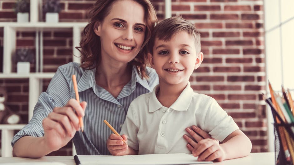 teach kids how to write mother and four-year-old child