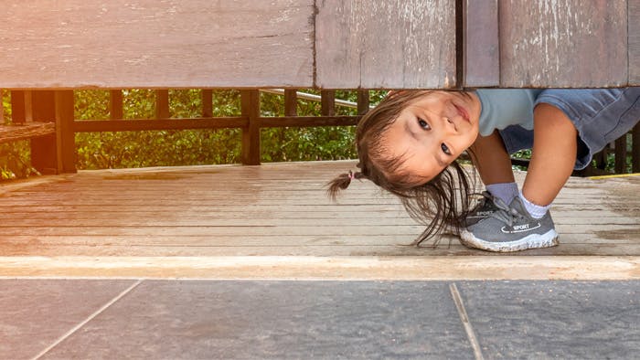 preschooler playing a learning game