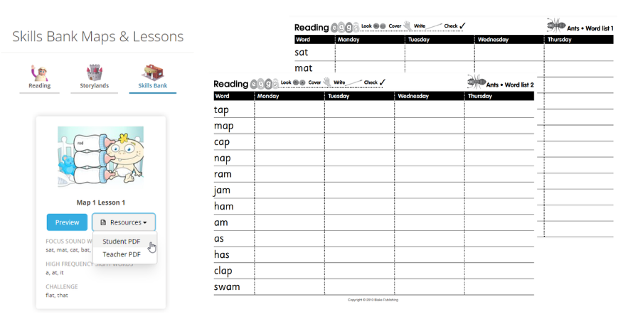 Reading Eggs spelling worksheet for students