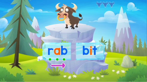 Fast Phonics Silly Bulls teaches syllable manipulation scrren 3